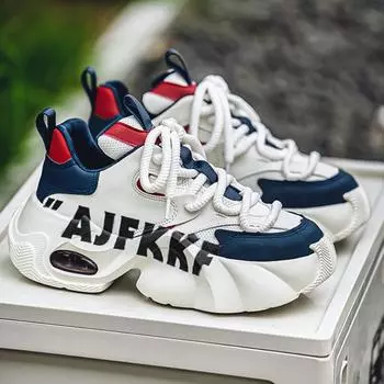 2025 Four Seasons Кроссовки Mecha Дышащие Повседневные Мужские Туфли Daddy Shoes 39 синий/белый