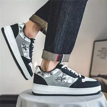 2025 Four Seasons Leather Surface Breathable Low-Top Landscape Painting Board Shoes Tooling Men s Shoes Air Force No. 1 Маленькие белые туфли 39 белый
