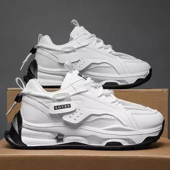2025 Four Seasons Leather Surface Breathable Sneakers Popcorn Niche Dad Shoes Student Personality Trend Little White Shoes Men s Shoes 39 чёрный