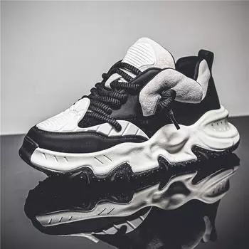 2025 four seasons live broadcast board shoes men s platform sports shoes Korean version casual street bread shoes student tooling trendy shoes 39 чёрный