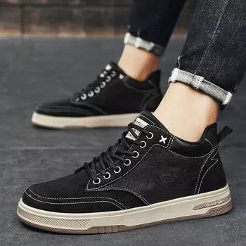 2025 Four Seasons Live Fashion Little White Shoes Student Tide Tooling Sports Board Shoes Street Casual Men s Shoes 39 чёрный