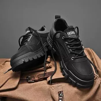 2025 Four Seasons Live High-quality thick-soled outdoor work helps Martin boots trendy large-size tooling shoes board shoes men 39 чёрный