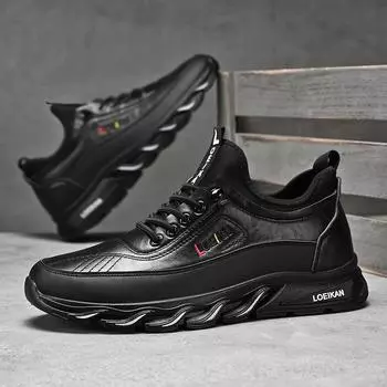 2025 Four Seasons Low Top Большие размеры Деловые повседневные туфли Размер 48 Кожаная поверхность Ретро трендовые маленькие кожаные туфли на шнуровке Мужская обувь 39 чёрный