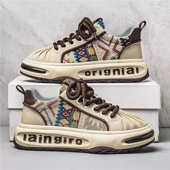 2025 Four Seasons Мужская обувь Shell Head Platform Hong Kong Style Muffin Street Tide Harajuku Ethnic Style Camouflage Board Shoes Мужская обувь 39