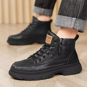 2025 Four Seasons нишевая кожаная обувь с низким верхом для скейтбординга ретро Douyin прямая трансляция Гонконгский стиль ботинки Martin подиумная оснастка обувь мужская 39