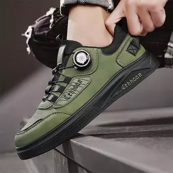 2025 Four Seasons Thick-soled Anti-collision Sports Board Shoes Light Sleeve Social Douyin Casual Rotary Buckle Loafers Men s 39