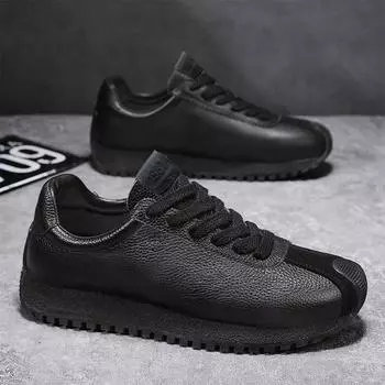 2025 four seasons thick-soled heightened suede breathable sports Forrest Gump shoes Internet celebrities Harajuku Hong Kong style catwalk m 39 чёрный