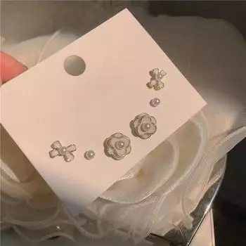 2025 Французские ретро-серьги-бантики с жемчугом Камелия для женщин pearl earrings