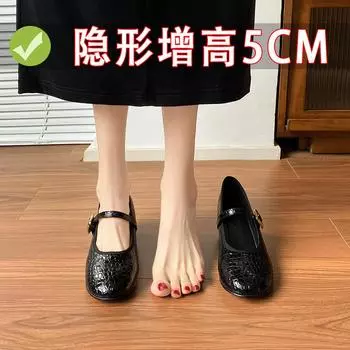 2025 French small fragrant style evening and evening shallow mouth single shoes women s spring and summer new soft sole inner height increase belt bu 34