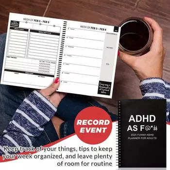 2025 Fun ежедневный блокнот для взрослых с СДВГ One Size чёрный