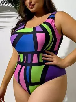 2025 г. купальники больших размеров с принтом на бретелях женские пуш-ап большие цельные купальники пышные бразильские женские пухлые купальники 1XL