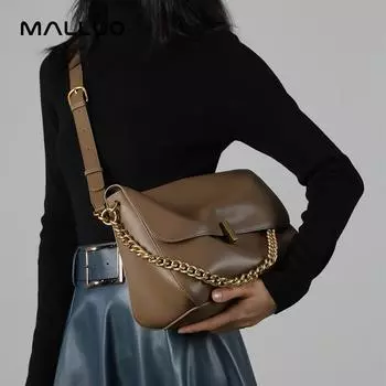 2025 г. Модная женская сумка-тоут из натуральной кожи: Простой и универсальный дизайн мессенджера