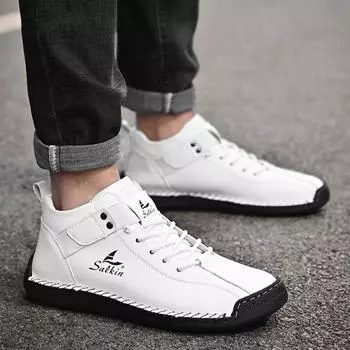 2025 г. Мужские кожаные ботинки ручной работы, ботильоны Desianer в стиле ретро, легкие прогулочные ботинки, дышащие мокасины для вождения 38