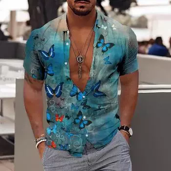 2025 Гавайские рубашки для мужчин с тропическим принтом 3d, летние свободные топы с коротким рукавом, футболка с цветочным принтом для мужчин, блузка 5xl M