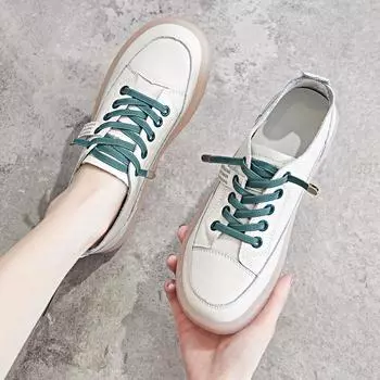 2025 Genuine Leather Slip-On Loafers – Women s Comfortable Flat Shoes, Breathable Soft Sole Casual Ballet Flats 41 белый