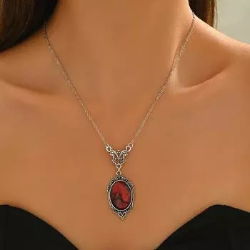 2025 Geometric Retro Ladies Jewelry, Geometric Inlaid Gemstone Design Long Crystal Necklace