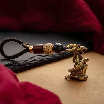 2025 год китайского зодиака змея счастливый кулон брелок креативный брелок богатство аксессуары для женщин мужчин сумка шарм ювелирные изделия подарок медный