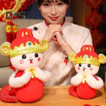 2025 год змеи плюшевая кукла китайский зодиак чучело новогодний талисман игрушка праздничные змеи плюшевые игрушки для весеннего фестиваля S