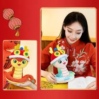 2025 год зодиака змея талисман плюшевая игрушка мультяшный печатный маленький талисман змея плюшевая маленькая подвеска сумка украшение A1