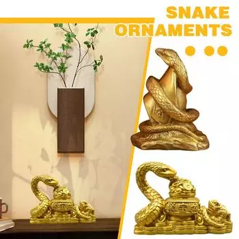2025 Gold Feng Shui Snake Toad Statue Figurine Coin Money Luck Home Wealth Ornaments Resin Deco R0C2 A-1pcs