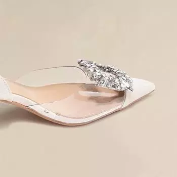 2025 голый абрикосовый прозрачный квадратная пряжка сзади пустой тонкий каблук сумка голова сандалии карьера интервью острый высокий каблук одиночные туфли женщины 35 чёрный