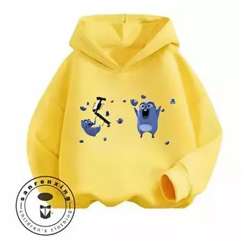 2025 Grizzy the Lemmings Cartoon Изысканный стиль Kawaii для детей, мальчиков и девочек, весна и осень, удобная новая толстовка с длинным рукавом 100