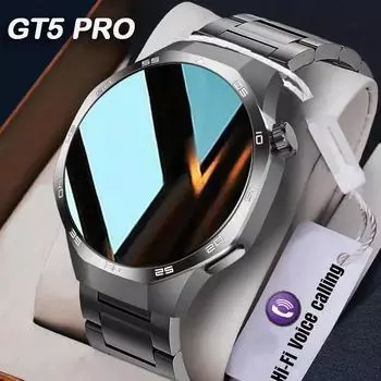 2025 GT5 Pro Смарт-часы для мужчин AMOLED HD экран GPS NFC Heart Rate Bluetooth Call IP68 Водонепроницаемые SmartWatch 2025 Новые Silicone чёрный