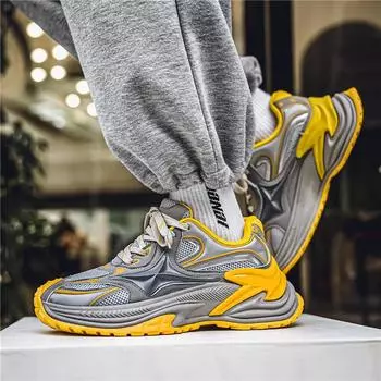 2025 Guochao Hong Kong Style China Red Spring Mesh Strap Breathable Sports Board Shoes Student Niche Outdoor Sports Men 39 серый