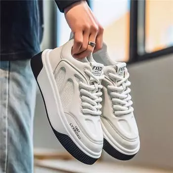 2025 Guochao spring and summer live broadcast niche thick-soled ins heightening board shoes Hong Kong style Douyin same breathable bread shoes 39 белый