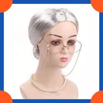 2025 Хэллоуин Бабушка Парик Прямой Парик Для Косплея белый