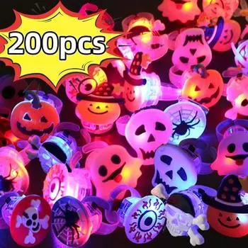 2025 Хэллоуин светодиодное светящееся кольцо креативная тыква призрак скелет светится в темноте палец кольцо игрушка огни украшение для рождественской вечеринки