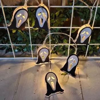 2025 Halloween Day Decoration Party String Lights Indoor Funny Ghost Lights Holiday DIY Christmas Tree Decor Light 670 10 balls USB чёрный