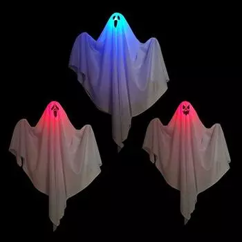 2025 Halloween Glowing White Ghost Hanging Ghost Horror Decoration Door Hanging Ghost House Escape Scene Set Props красный