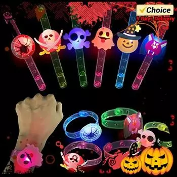 2025 Halloween with Led Flashing Light-emitting Watch Wristbands Children s Soft Rubber Toys Silicone Bracelet Cartoon Gift