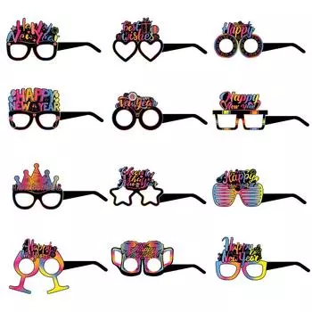 2025 С Новым годом бумажная фоторамка очки шляпа цветная бумажная фотобудка реквизит семейный канун вечеринка украшения