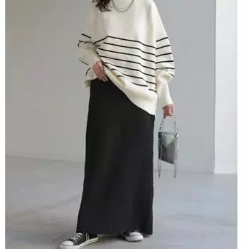 2025 high-grade high-quality fabric high-elastic thickened versatile black knitted skirt one size fits all чёрный