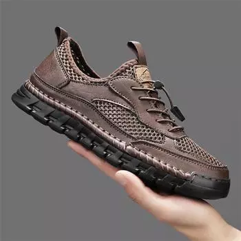 2025 high-quality men s Doudou shoes cowhide breathable mesh summer low-top driving shoes trendy shoes casual shoes sports men s shoes 38