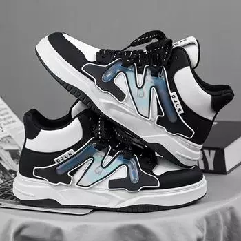 2025 high-top men s shoes autumn trend sports shoes Korean version one-pedal bread shoes versatile thick baseplate shoes casual shoes 39