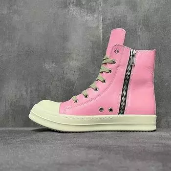2025 High Top Shoes Men Casual Platform Women Sneakers Leather Luxury Trainers Lace Up Zip Autumn Pink Red Orange Boots 35