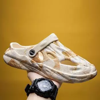 2025 hole shoes summer new men s breathable sandals fashion outdoor indoor stepping on shit feeling beach cool slippers men 39 чёрный