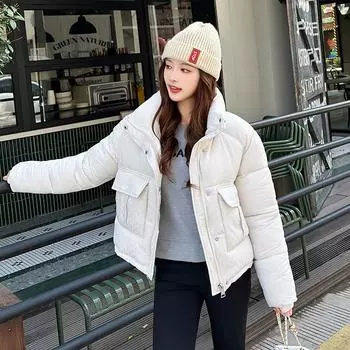 2025 Hooded Down Cotton Jacket Women s New Short Winter Korean Style Plus Size Thick Collar Cotton Coat Outerwear Trendy M