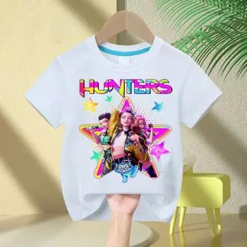 2025 Hot Movie Soft Cotton Baby Girls T Shirt Children s Clothing KPop Demon Hunters Fans Gifts Kids Clothes Fashion Casual Tops 110cm
