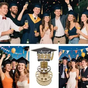 2025 Ishine держатель денег для наличных выпускных аксессуары класс с 20 отверстиями двухслойные деревянные выпускные принадлежности для вечеринок для поздравлений выпускников колледжа One Size