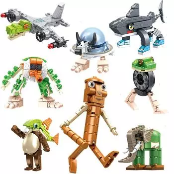 2025 итальянские Brainrot животные Tung Tung Tung Sahur строительные блоки украшение стола Tralalelo Tralala кирпичи игрушка в подарок вечерние сувениры 8pcs