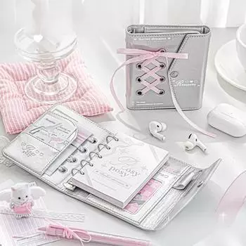 2025 Kawaii Ballet Конверт PU Блокнот Планировщик Ежегодный Ежедневный Еженедельный Планировщик Книга Подарочная Школьная Канцелярия серебряный