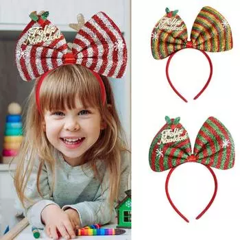 2025 Kids Headband Bow Hairband Birthday Party Headwear Christmas Cosplay Cartoon Elk Snowflake Halloween Gifts Hair Accessories