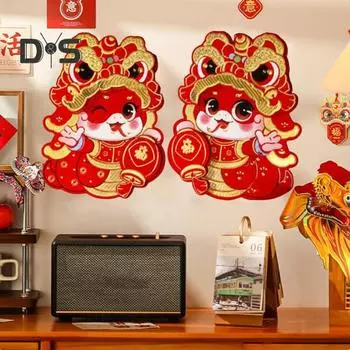 2025 Китайский Новый год Наклейка на дверь Год Змеи Благословение Настенные Оконные Наклейки Мультфильм Змея Красные Наклейки для Домашнего Офиса Магазина Декор Для Вечеринки E