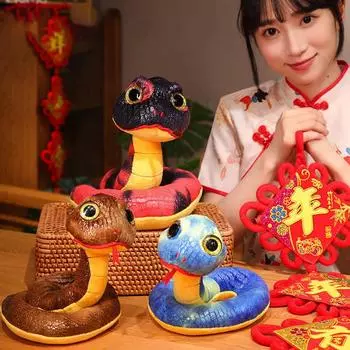 2025 Китайский Новый год украшения милый зодиакальный змея плюшевый брелок кулон мягкая кукла счастливый талисман для детей подарки синий
