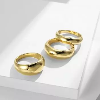 2025 Классические Большие Выпуклые Кольца Позолоченные Высокополированные Обручальные Кольца Для Женщин И Мужчин Размер 5-10 5