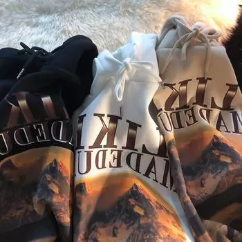 2025 корейская версия модной осенне-зимней новинки нишевый худи свободного кроя для пары с флисом M чёрный